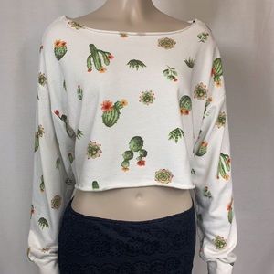 Size Large Cropped Cacti Sweatshirt FOREVER 21